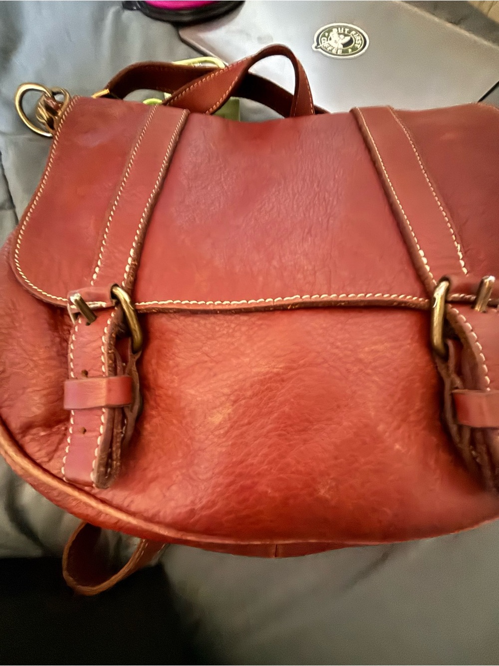 Roots leather satchel